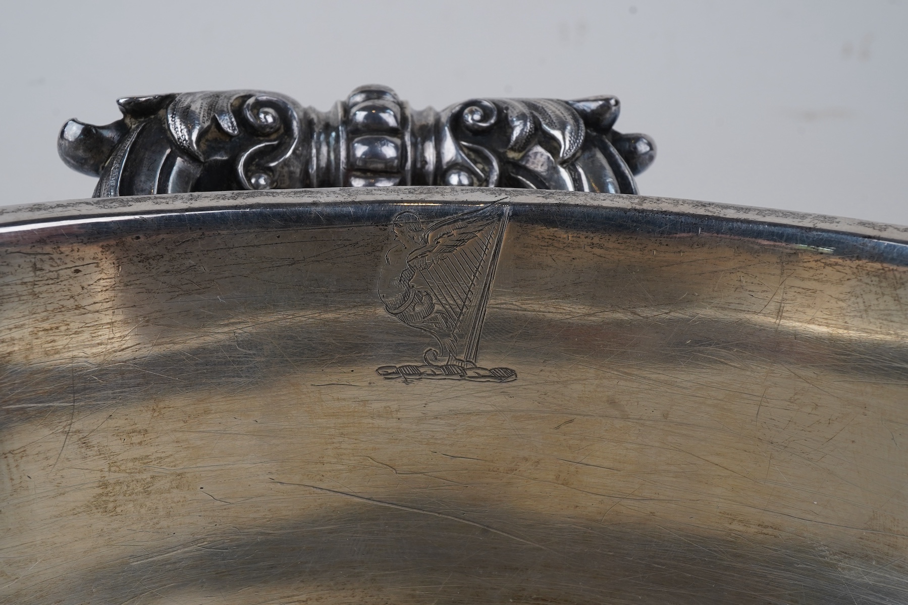 A William IV silver two handled souffle dish with liner by Robert Garrard II